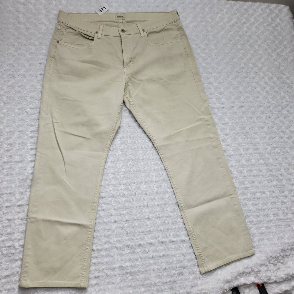 Hudson Jeans Mens Size 38 Beige Embroidered Elastan Stretch